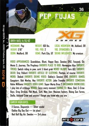 2004 Pro Core Sports X Games #36 Pep Fujas Back